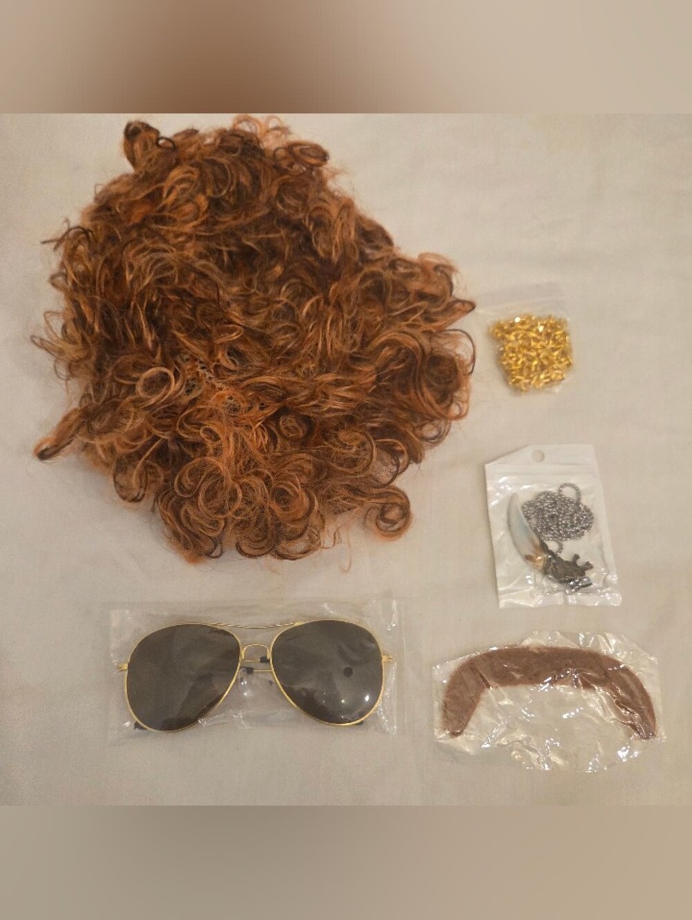 Men's 5 pc. 70s rocker Costume wig set